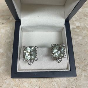 Judith Ripka Sterling Silver Diamonique Earrings Peridot Cz RETIRED